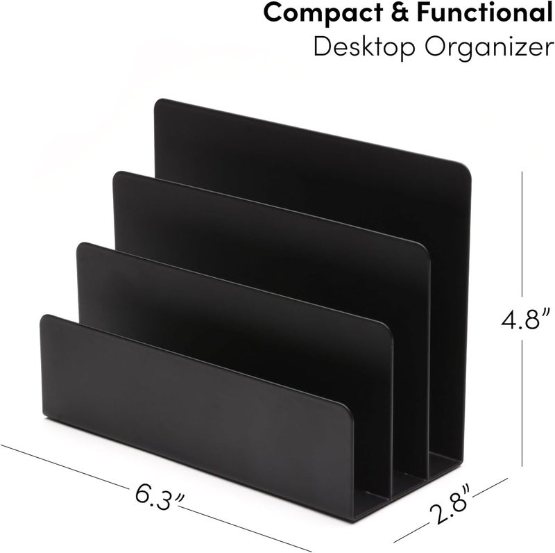 xympo Desktop Mail Organizer – 3-Slot Black Metal Letter Holder and Bill Sorter for Office and Home - Image 3